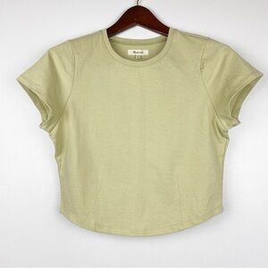 Madewell Heavyweight Jersey Crewneck Tee Cropped Light Green Size S NWT